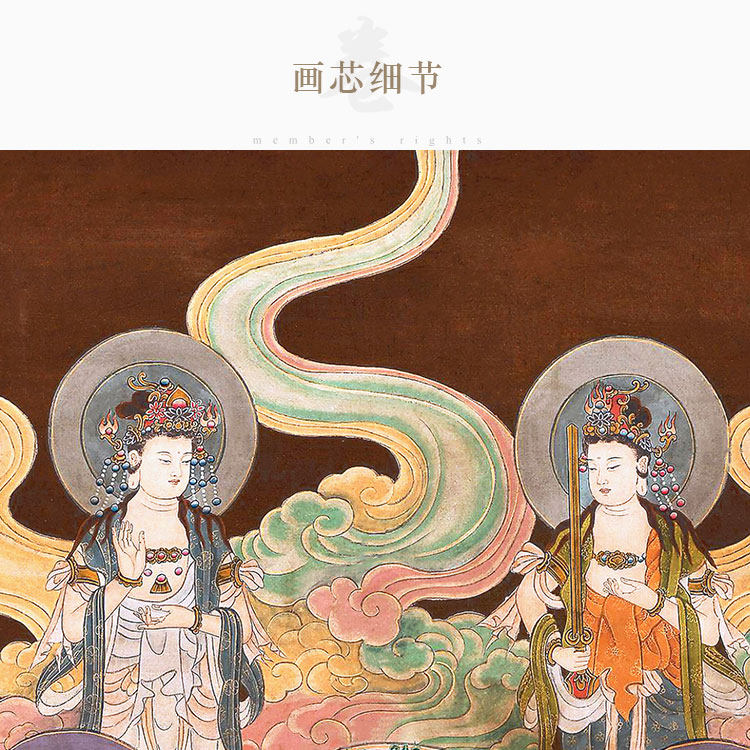 释迦牟尼佛圆觉经十二菩萨画像 如来佛祖供奉佛像画 丝绸卷轴挂画