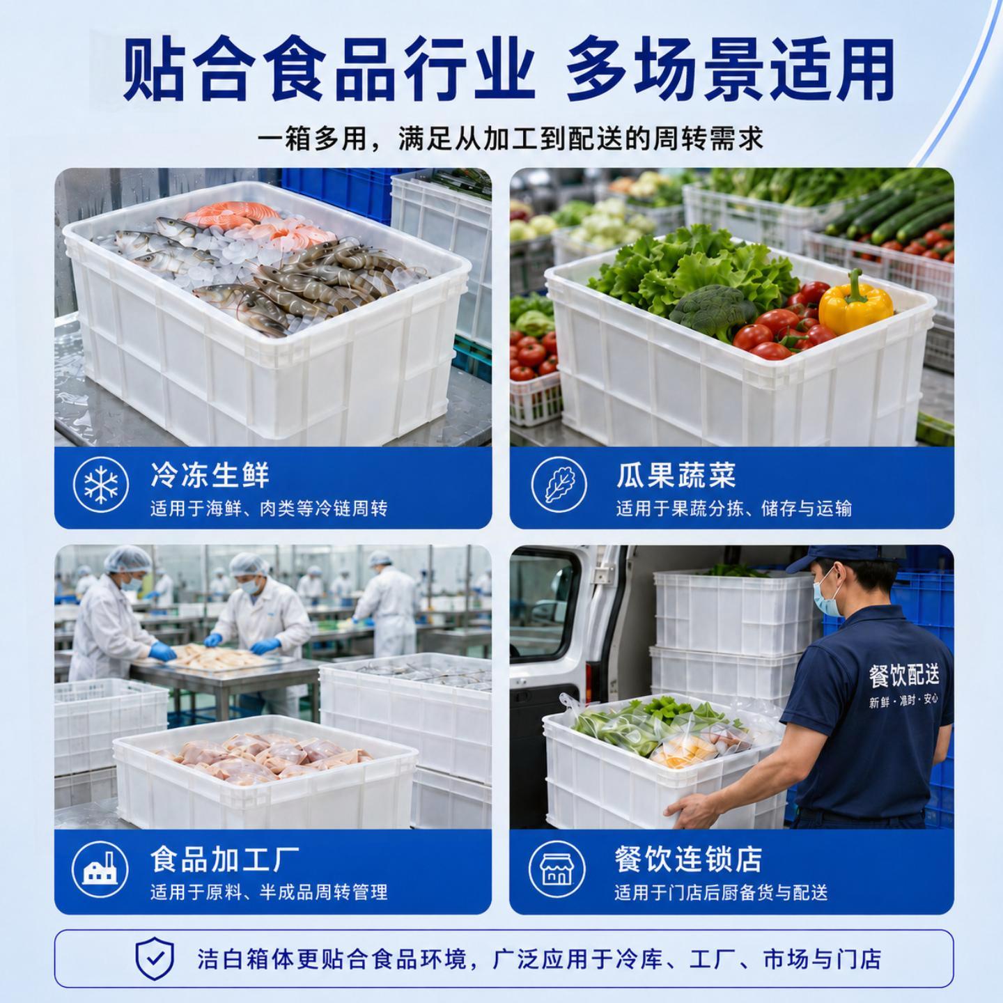 白色塑料周转箱【新料食品级】冷塑料周转箱