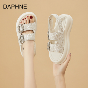 新款 Daphne 2025夏季 沙灘鞋 軟底休閑拖鞋 時尚 達芙妮松糕涼鞋 女鞋