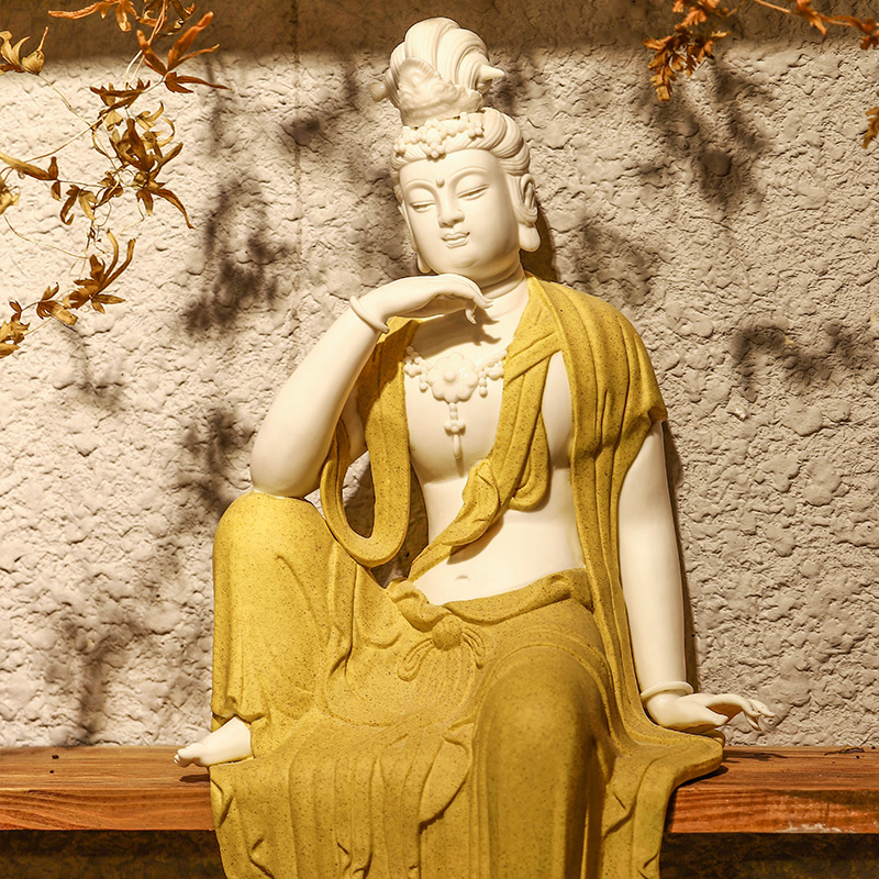 手工陶瓷观世音菩萨摆件家用佛像佛头供奉家居饰品观自在观音送礼