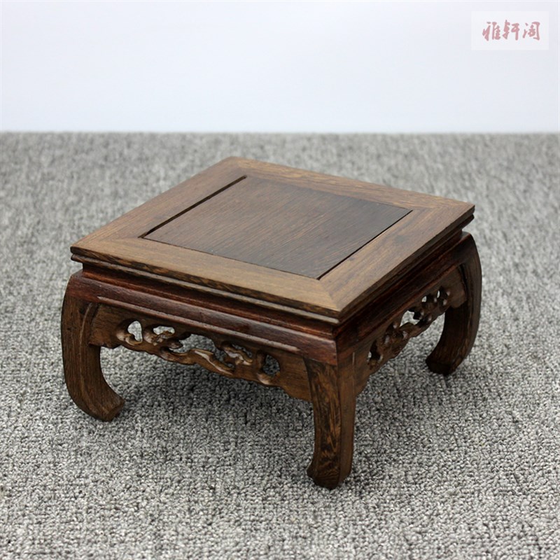 鸡翅木正方底座花瓶盆景摆件实木底座佛像石头工艺品木雕木质托架