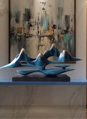 2022新中式客厅玄关摆件禅意酒店隔断艺术软装办公室饰品酒柜假山