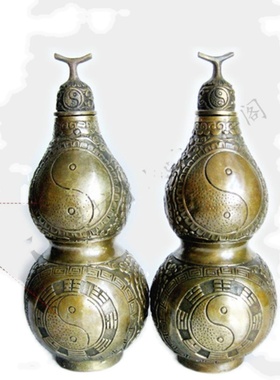 铜复古葫芦摆件阴阳八卦福禄客厅卧室办公室桌面吉祥摆设家居饰品