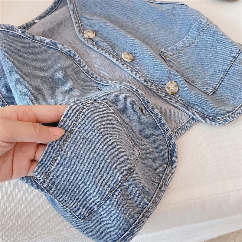 新品【热推爆款】儿童软牛仔马甲2023春秋新款男童女童马夹背心宝