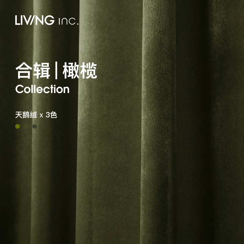 辑/35 橄榄绿墨绿色丝绒窗帘轻奢复古2021年新款客厅卧室遮光绒布