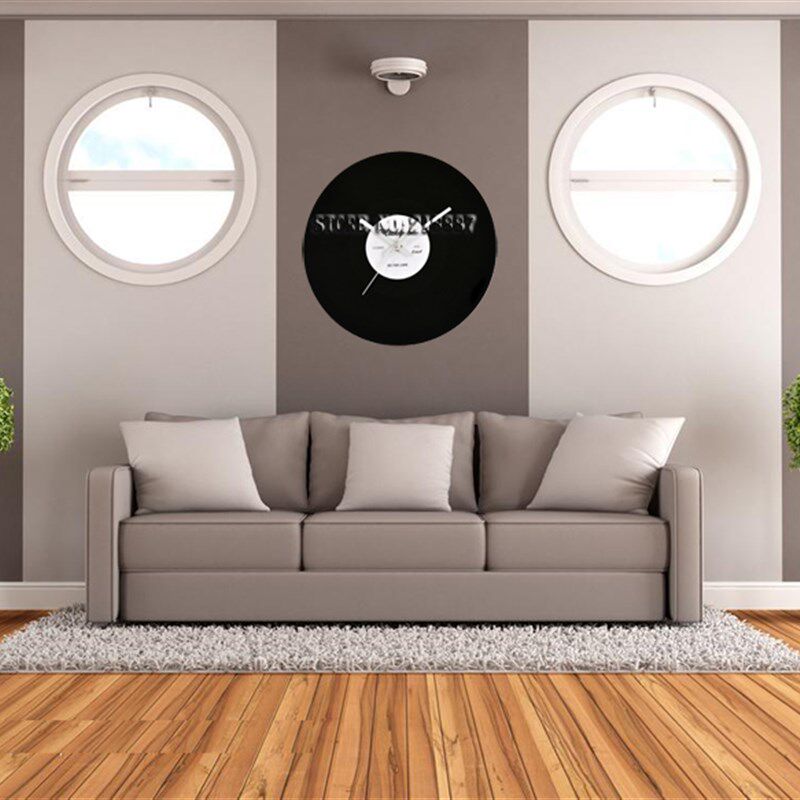 创意挂钟黑胶唱片鐘錶复古静音时钟客厅咖啡酒吧石英钟clock包邮