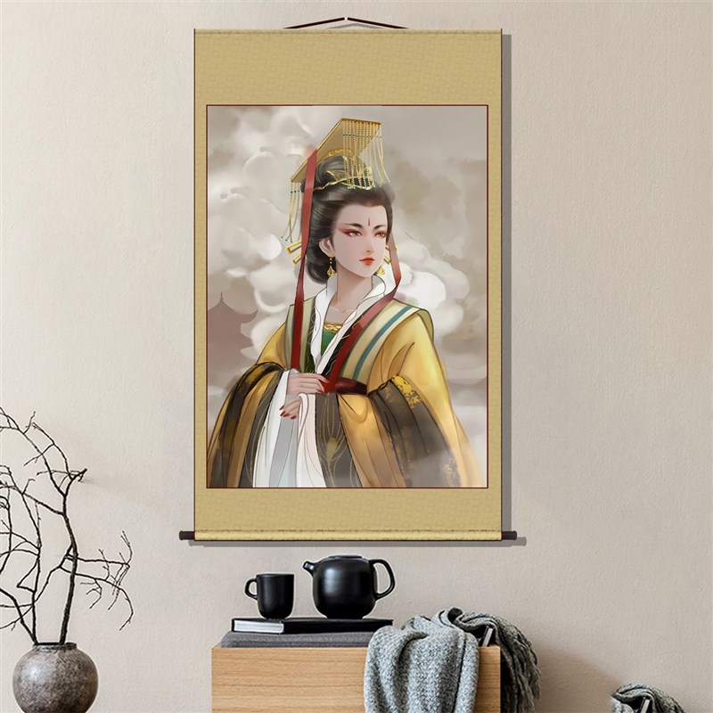 女皇帝武则天画像武媚娘则天顺圣皇后挂画堂屋家神大厅装饰卷轴画