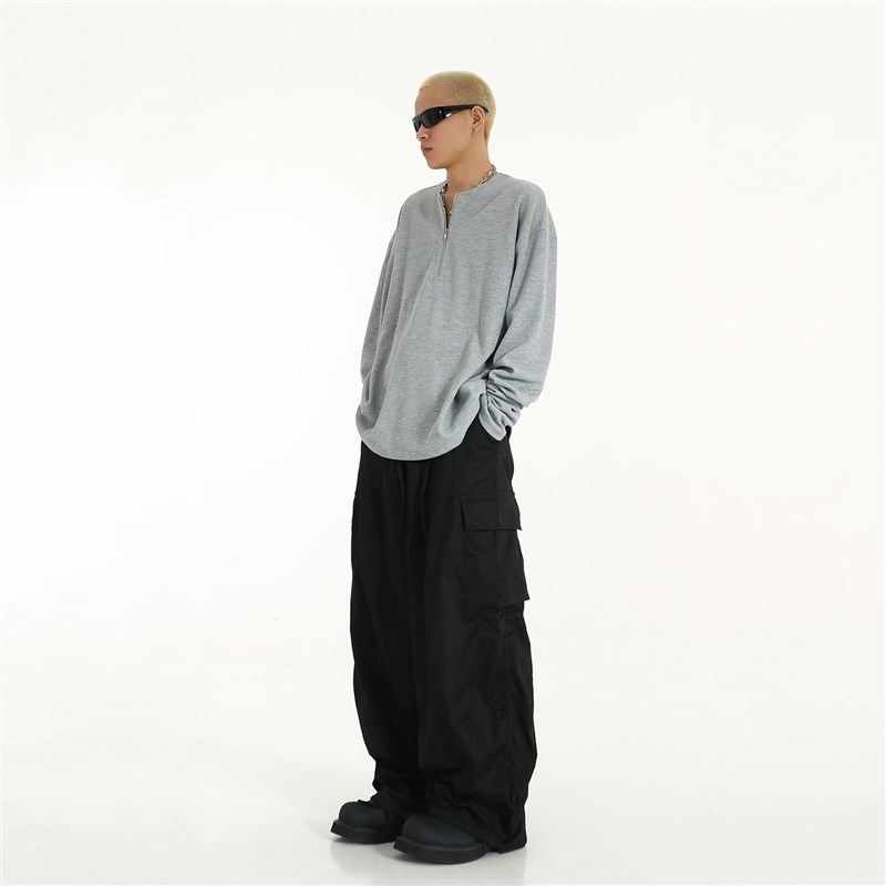 美式复古工装裤hiphop嘻哈伞兵裤男高级感宽松百搭阔腿拖地休闲裤
