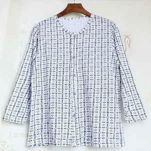 中老年男纯棉汗衫长袖对襟上衣胖老人全棉加肥大码开身家居服睡衣