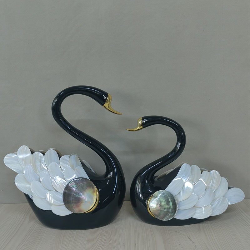 贝壳黑天鹅摆件客厅电视柜玄关装饰乔迁之喜新居高档礼品装饰品