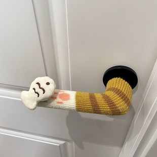 小猫吃鱼猫爪针织门把套入户门卧室门儿童房门把手套防冻门拉手套