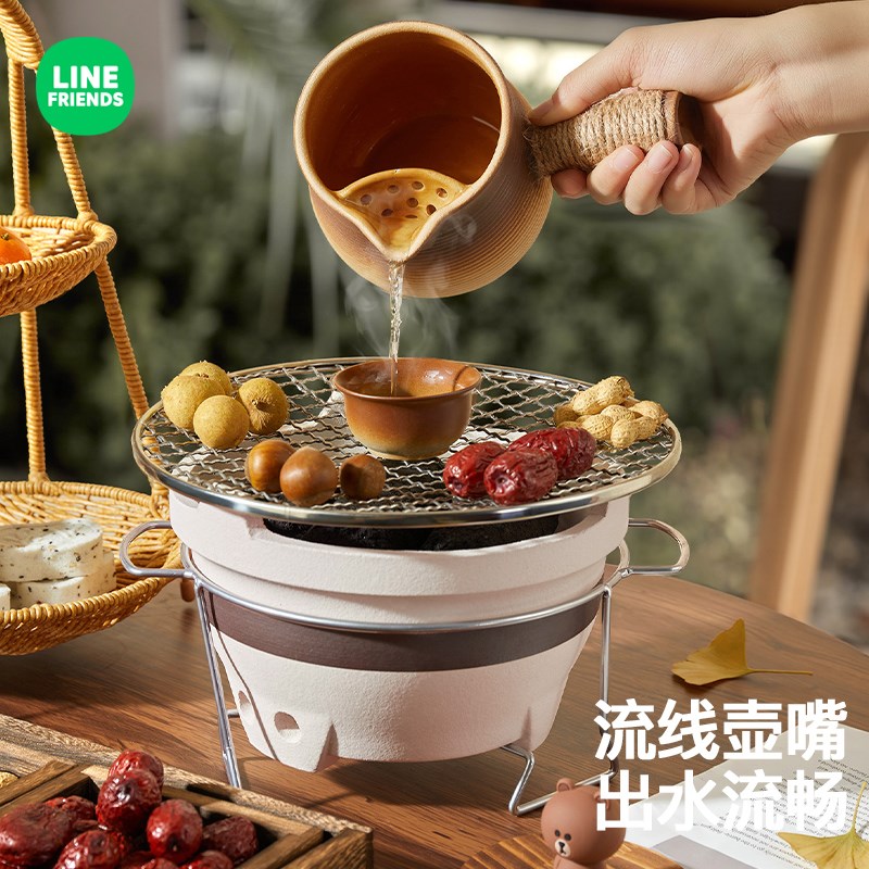 冬日围聚围炉煮茶碳火炉烤奶茶罐整套专用茶壶冬季可明火干烧陶罐