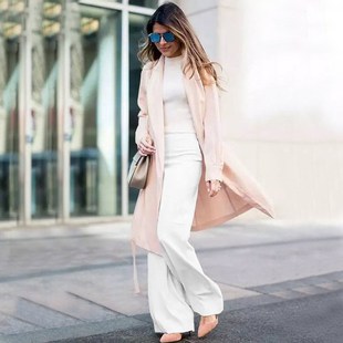 秋冬职业厚款西裤女纯白色阔腿裤显瘦高腰西装裤气质垂感裤子325