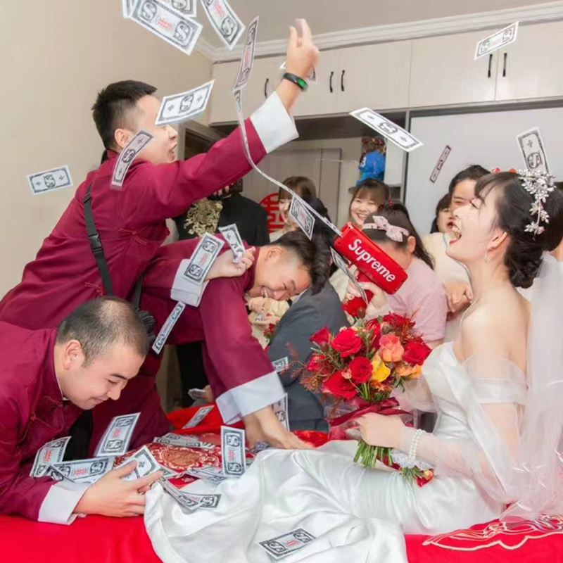 接亲游戏道具婚礼喷钱枪钞票枪筷子迎亲吐钱枪红包枪撒钱枪吐钞机