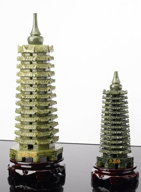 南玉青玉绿玉九层十三层文昌塔办公室家居玉石摆件升学学子摆礼品