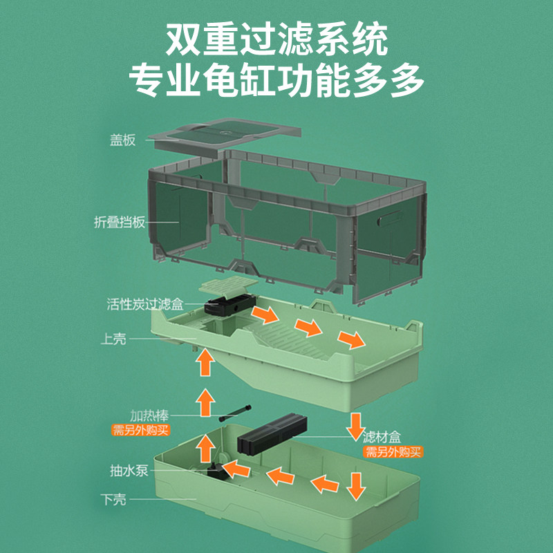 乌龟生态缸造景大型别墅饲养箱晒台家用养龟盆玻璃水陆小鱼缸专用
