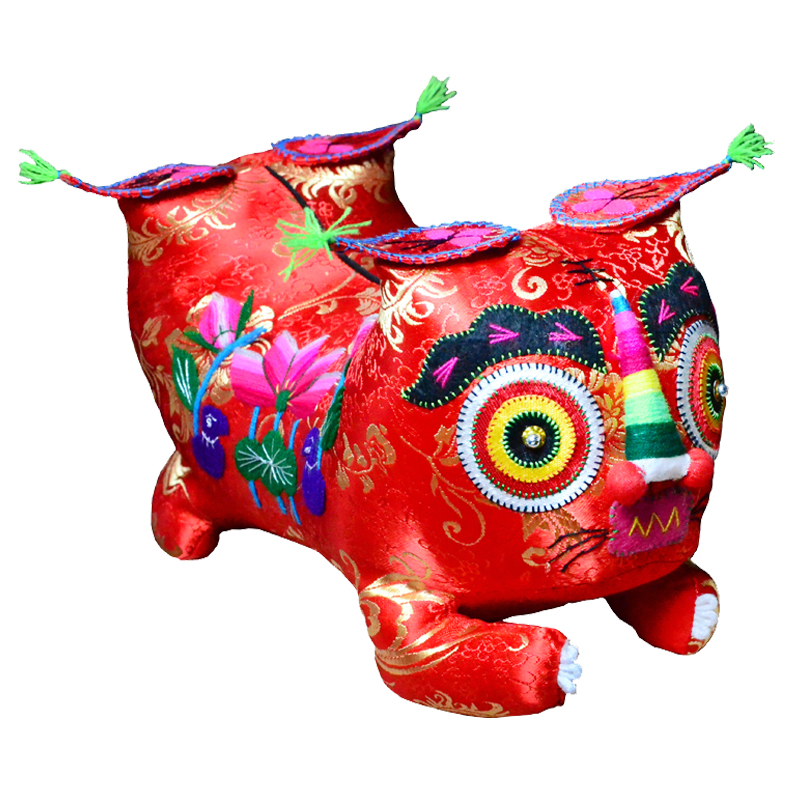 布老虎民间工艺品宝宝老虎枕头婴儿满月百天小老虎手工布艺玩偶