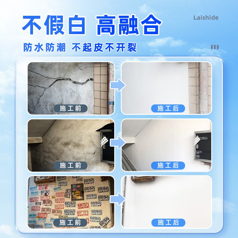莱仕德墙面修补膏防水防潮防霉墙壁补墙膏白色腻子膏修复内墙家用