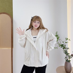 宽松百搭情侣连帽夹克外套 胖mm秋时尚 胸围150胖仙女莹莹大码 女装