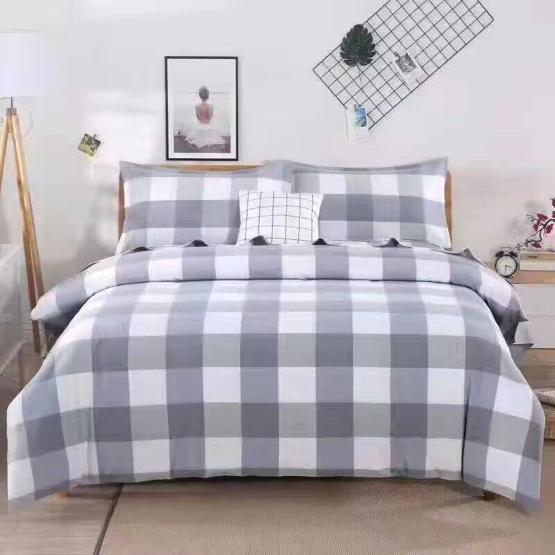 七彩鹊桥老粗布床上用品四件套1.8米格子纯棉全棉秋冬厚床单被套