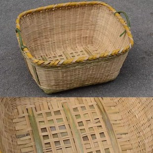 竹编大号篓子农家手工编制家用长方形竹制品超市饭店收纳竹编篮子