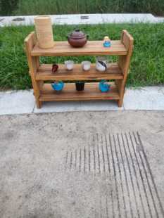 碳烤工艺纯泡桐实木仿古茶杯架茶壶小博古架子收纳柜茶棚茶具架