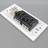 118型中号十孔电脑墙壁开关插座国标10A面板RJ45电脑五孔电源插座