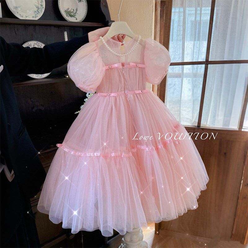 女童连衣裙夏季小女孩粉色绝美漂亮礼服裙子儿童高级感生日公主裙