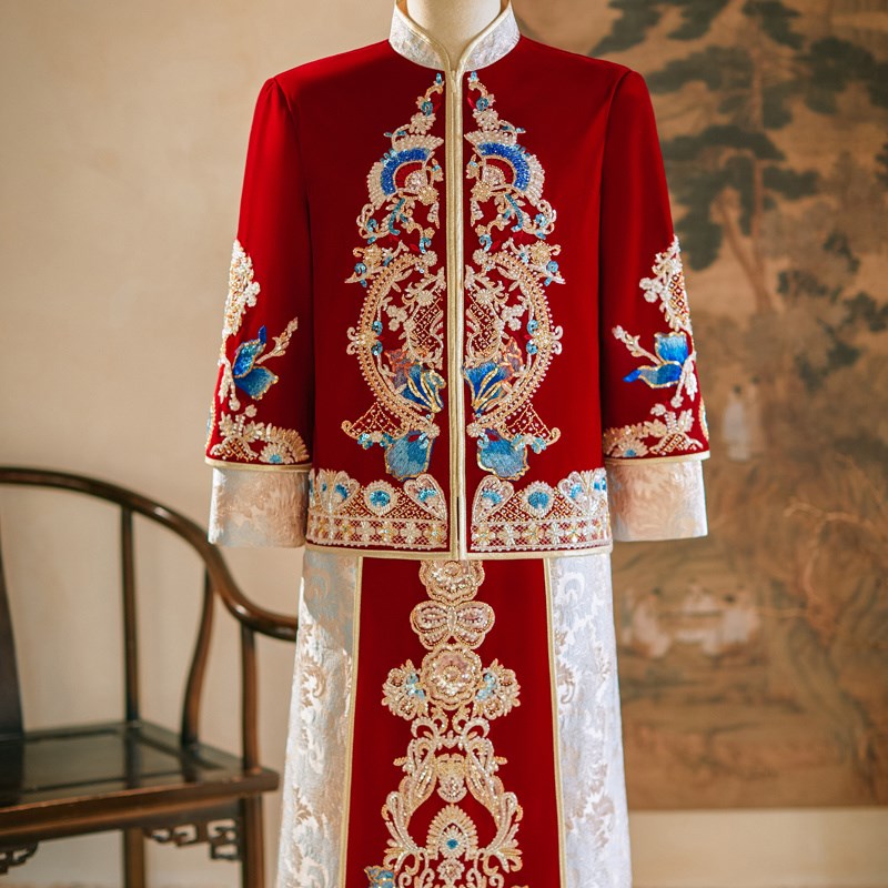 男士秀禾服2024新款中式新郎结婚敬酒礼服高级龙凤褂男唐装秀和服