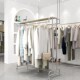 店挂衣服架子 不锈钢双排双杠中岛货架女装 服装 店衣架展示架落地式