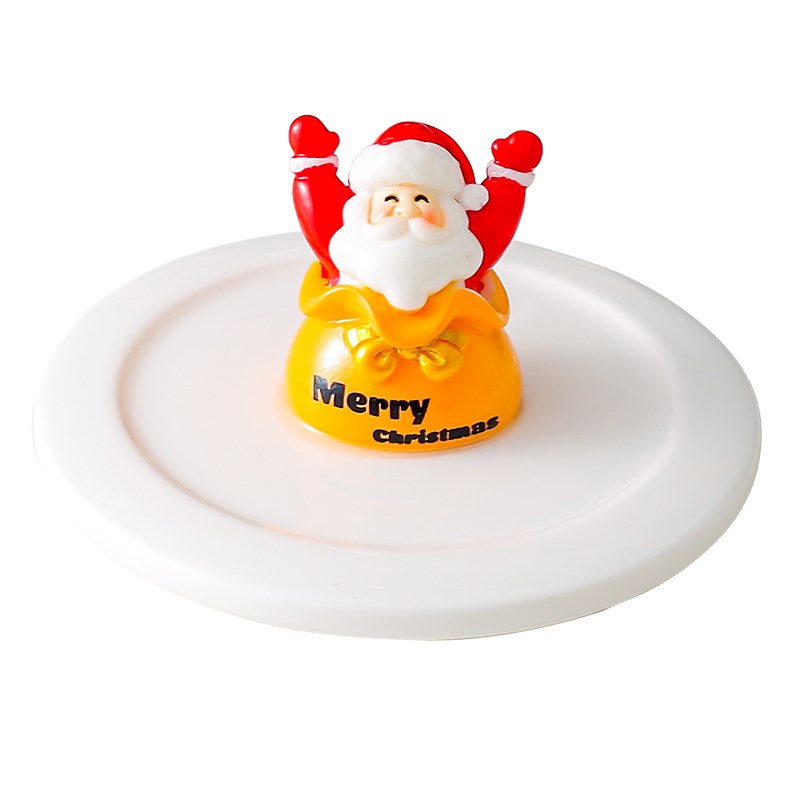 圣诞风创意全盖陶瓷杯盖无勺口马克杯通用盖子茶杯盖大口径水杯盖