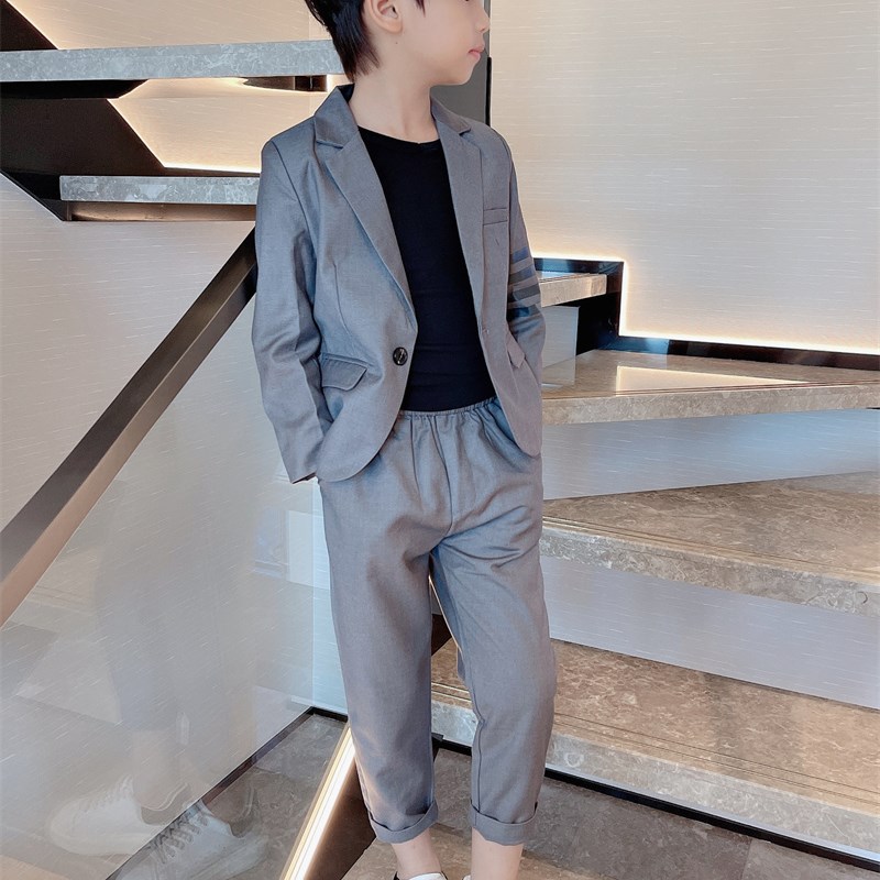 男童小西装套装2件套帅气休闲外套英伦西服春秋男孩韩版儿童礼服