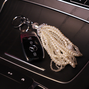 汽车钥匙扣挂件时尚韩式珍珠女神款车用钥匙挂扣挂坠小车锁匙挂饰