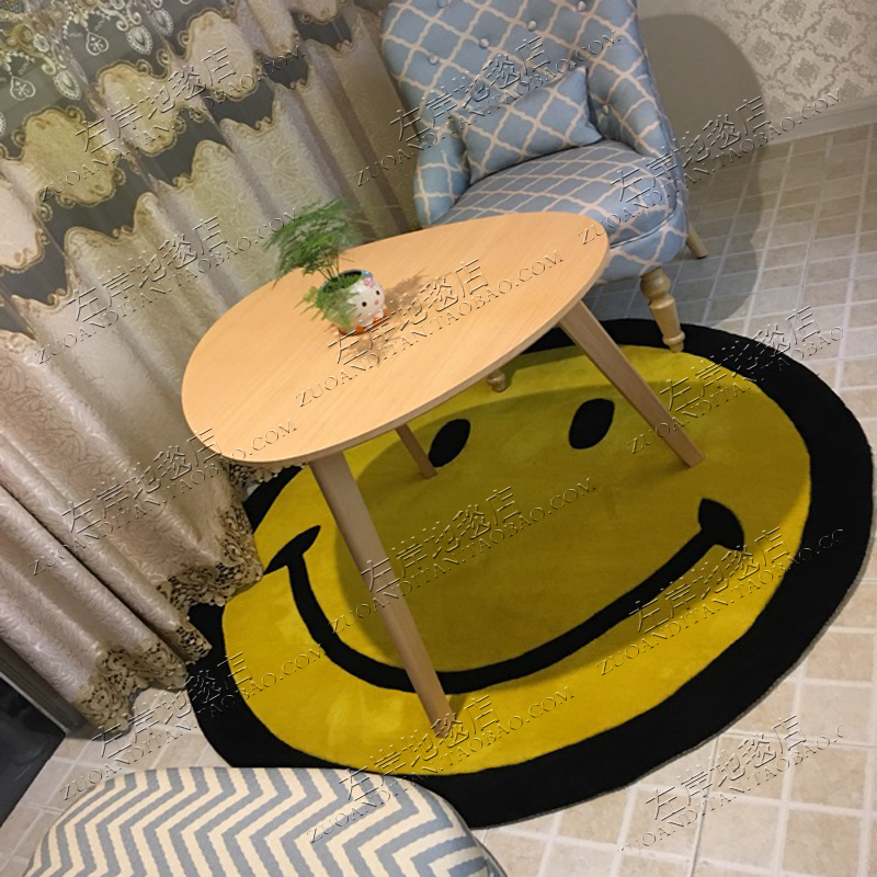 儿童卡通笑脸地毯电脑椅圆形地毯客厅卧室地毯玄关手工腈纶地毯