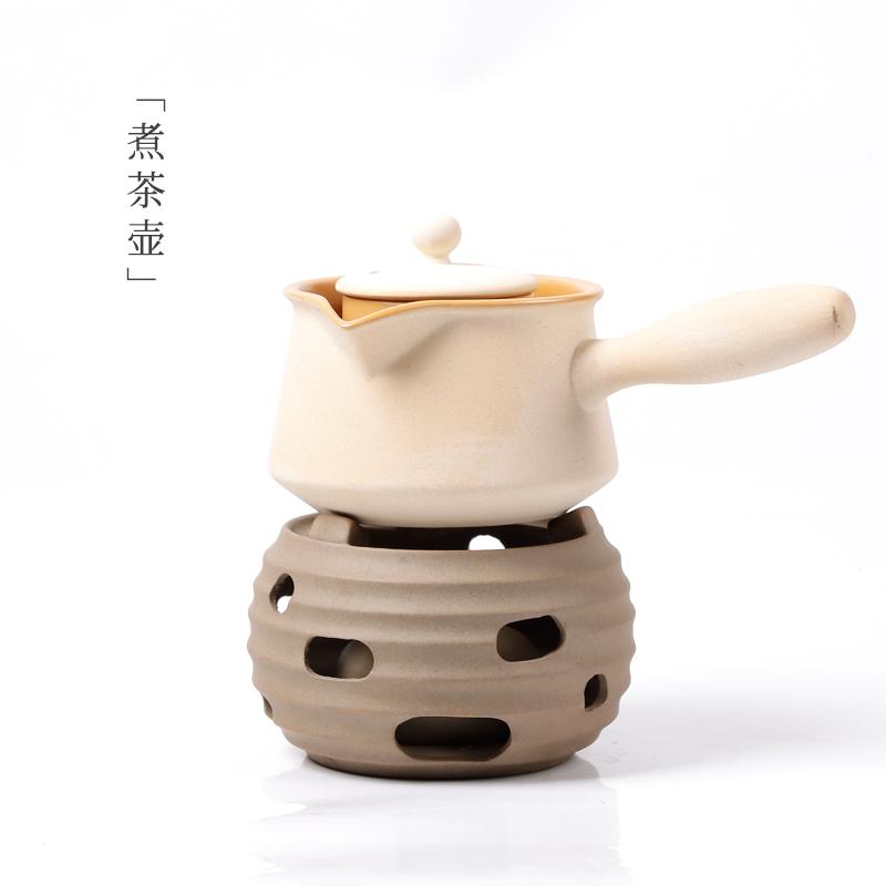 日式侧把煮茶壶小青柑壶罐茶陶瓷可加热煮茶器复古粗陶烤茶泡茶壶