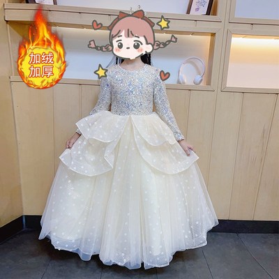 女童高端礼服裙轻奢小众生日公主裙儿童小女孩主持人钢琴演出服冬