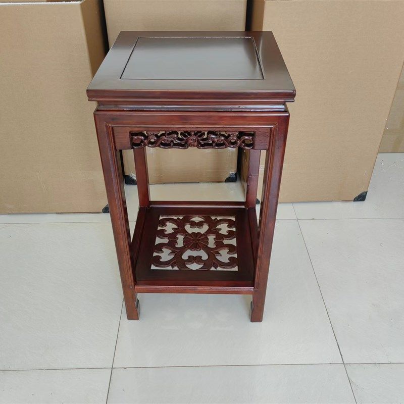 榆木花架实木仿古中式客厅绿萝盆景架方形花几室内多层盆景架子