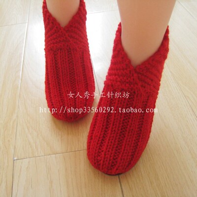 秋冬加厚成人手工编织家居保暖防寒情侣亲子月子地板毛线暖袜简约