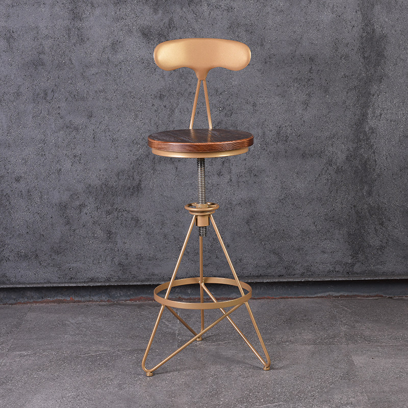 欧式家用高脚靠背吧凳美式简约餐椅旋转升降吧台椅酒吧椅铁艺椅子