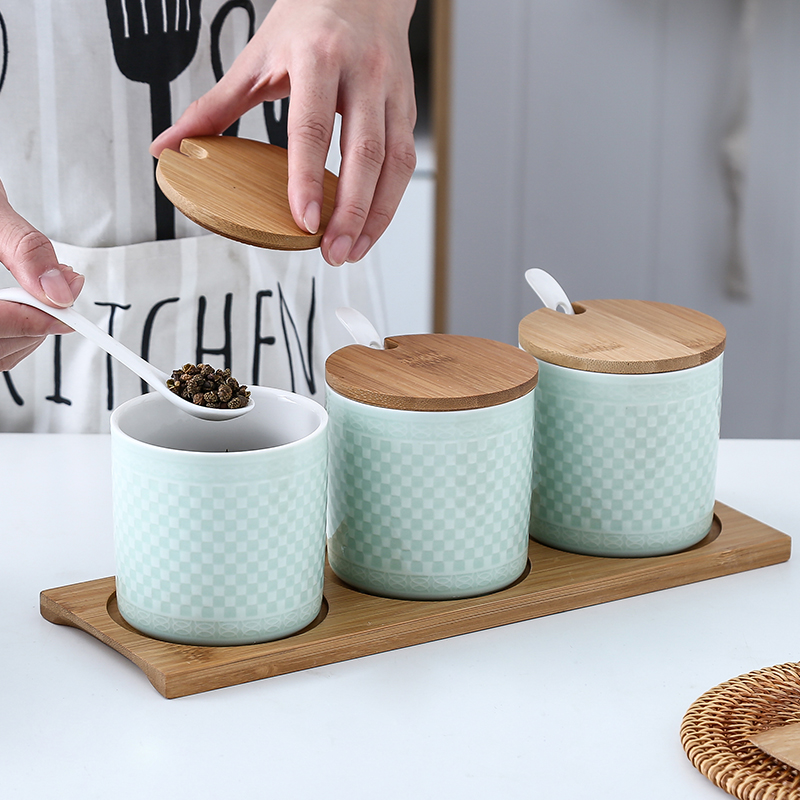 调味罐创意粉色陶瓷欧式调料盒瓶调味罐家用盐罐套装厨房用品用具