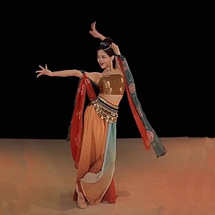 月下舞姬舞蹈披帛长绸西域敦煌汉服披古典丝飘逸夏辉老师表演出服