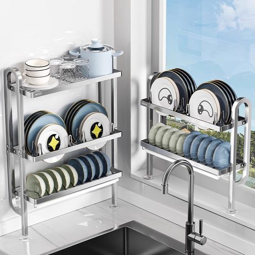 25新款厨房碗架窄款不锈钢置物架