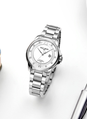 天王霏系列时尚气质女士手表官方正品手表钢带蝴蝶扣机械表51034