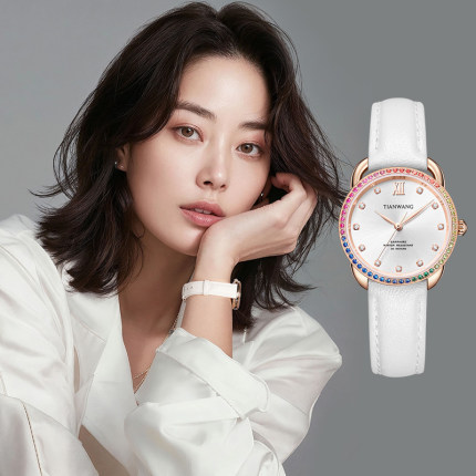 渐变彩虹圈女士手表天王官方正品手表女时尚小众皮带石英表31254