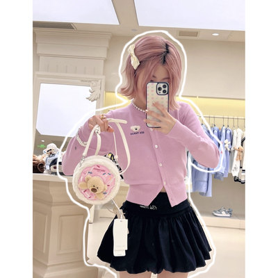 13DEMARZO26春夏新款迷你熊头针织开衫圆领短款毛衣Rainbow集合店