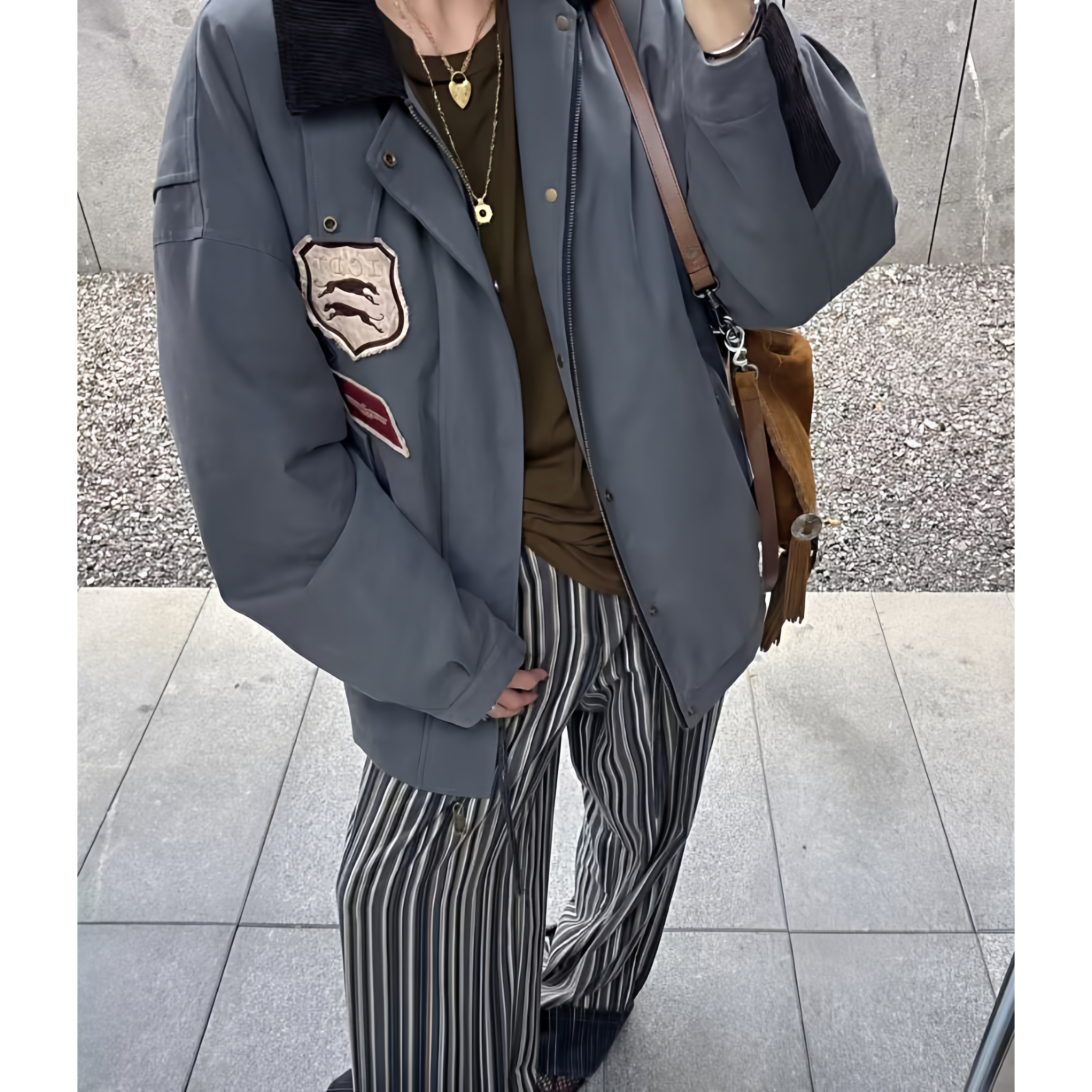 ICEDUST25秋冬撞色灯芯绒拼接棉服加厚美式夹克外套Rainbow集合店