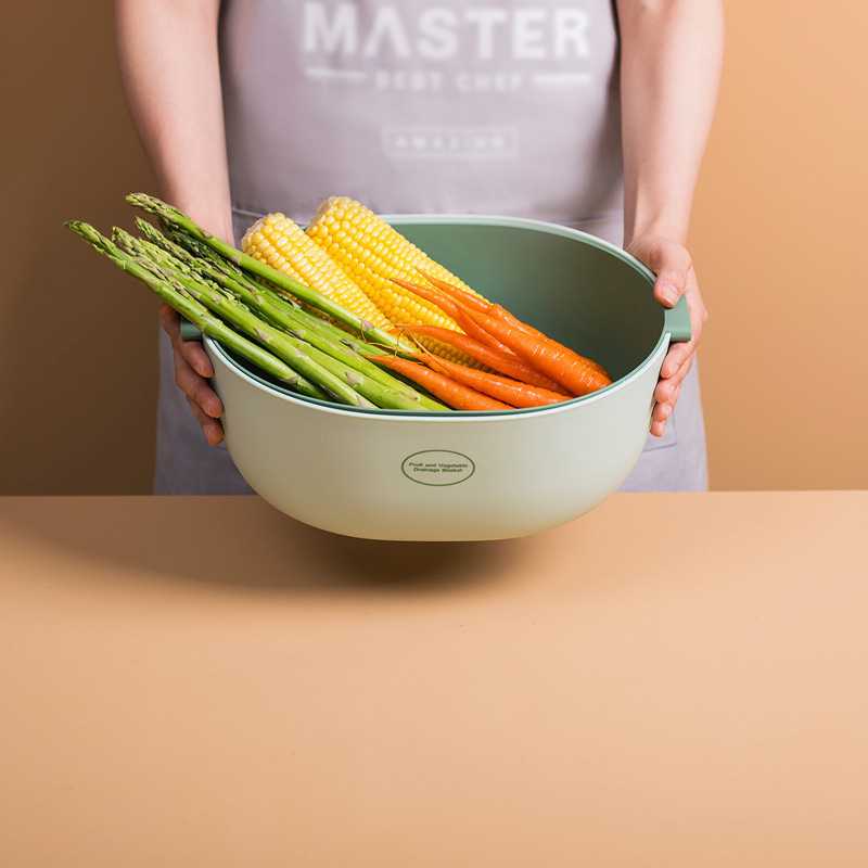 新款直销创意双层洗菜篮沥水篮厨房洗菜盆淘米器塑料洗菜篮子水果