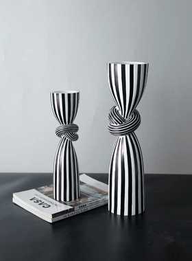 新款直销创意条纹烛台摆件家居客厅装饰品树脂工艺品办公室装饰酒