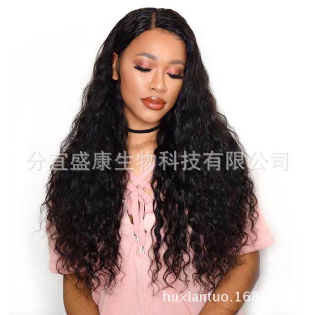 新款直销外贸时尚假发欧美女士中分玉米烫小卷长发酒红/金色染色