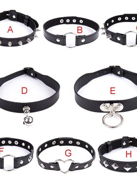 8 Type Fetish Sexy Slave Bondage Neck Collar PU Leather Punk
